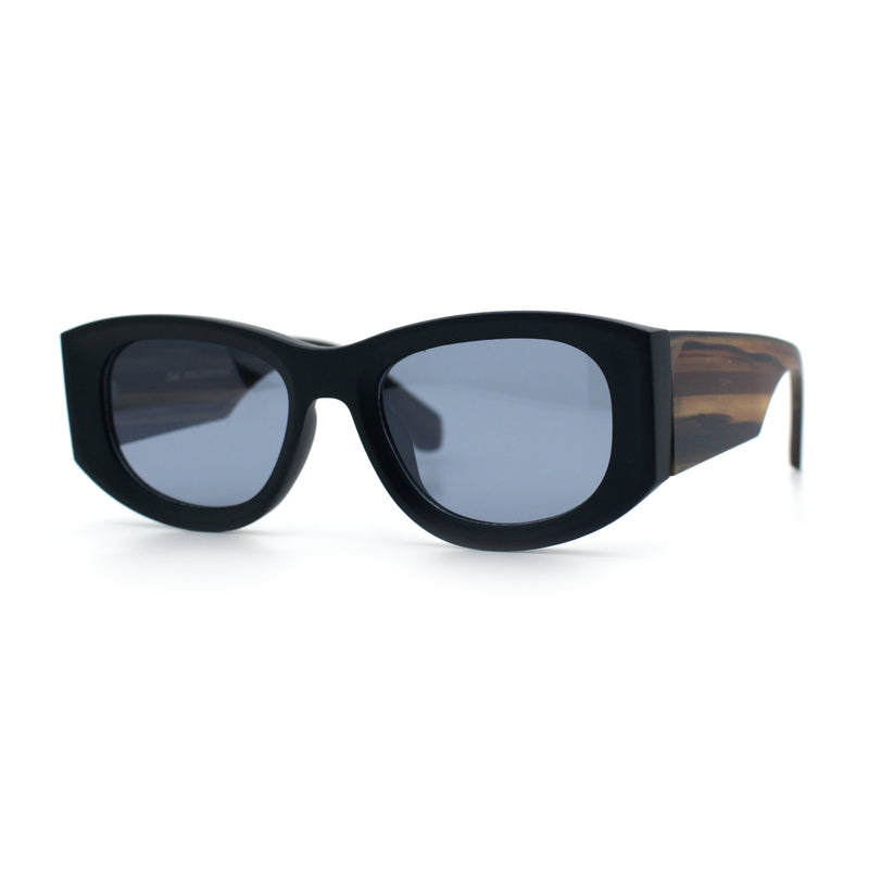 Womens Squared Rectangle Frost Matte Thick Temple Plastic Mod Sunglasses