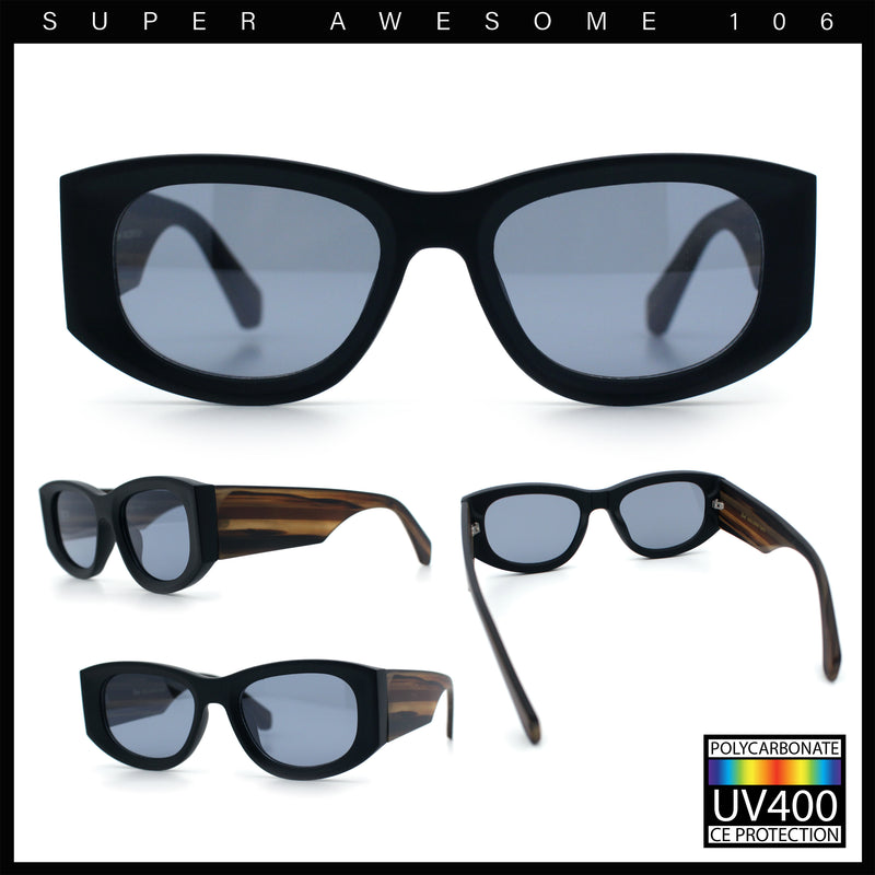 Womens Squared Rectangle Frost Matte Thick Temple Plastic Mod Sunglasses
