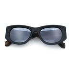 Womens Squared Rectangle Frost Matte Thick Temple Plastic Mod Sunglasses