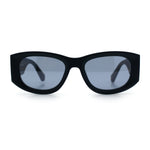 Womens Squared Rectangle Frost Matte Thick Temple Plastic Mod Sunglasses