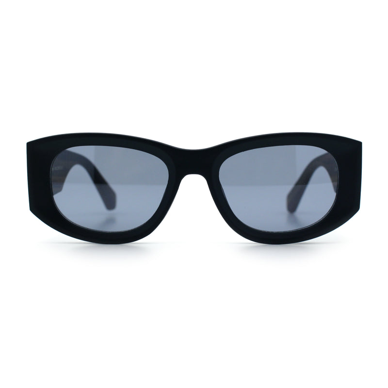 Womens Squared Rectangle Frost Matte Thick Temple Plastic Mod Sunglasses