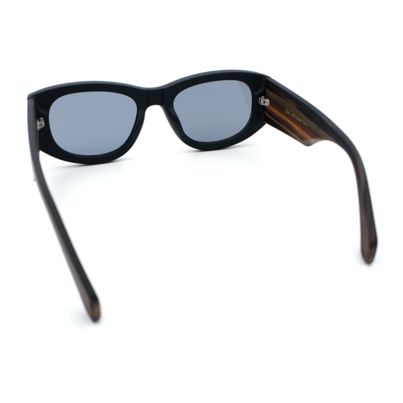 Womens Squared Rectangle Frost Matte Thick Temple Plastic Mod Sunglasses