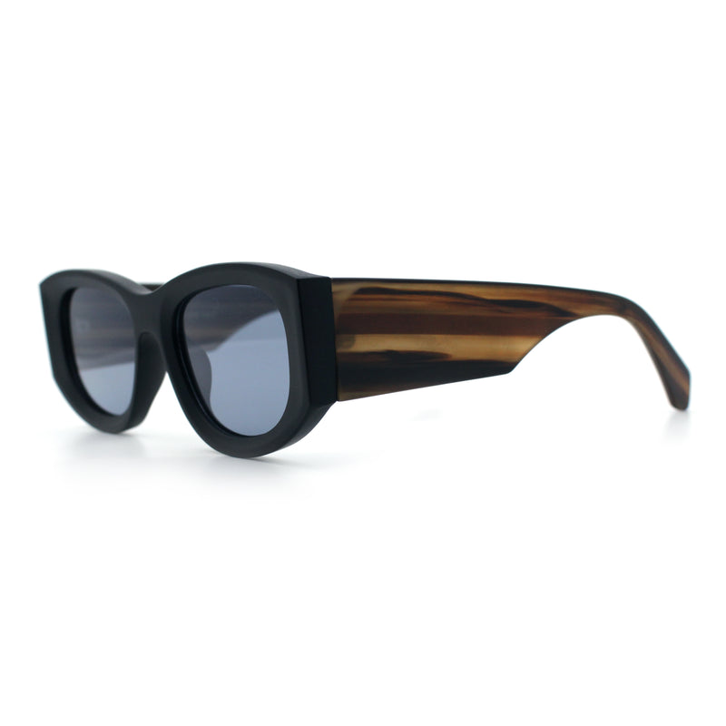 Womens Squared Rectangle Frost Matte Thick Temple Plastic Mod Sunglasses