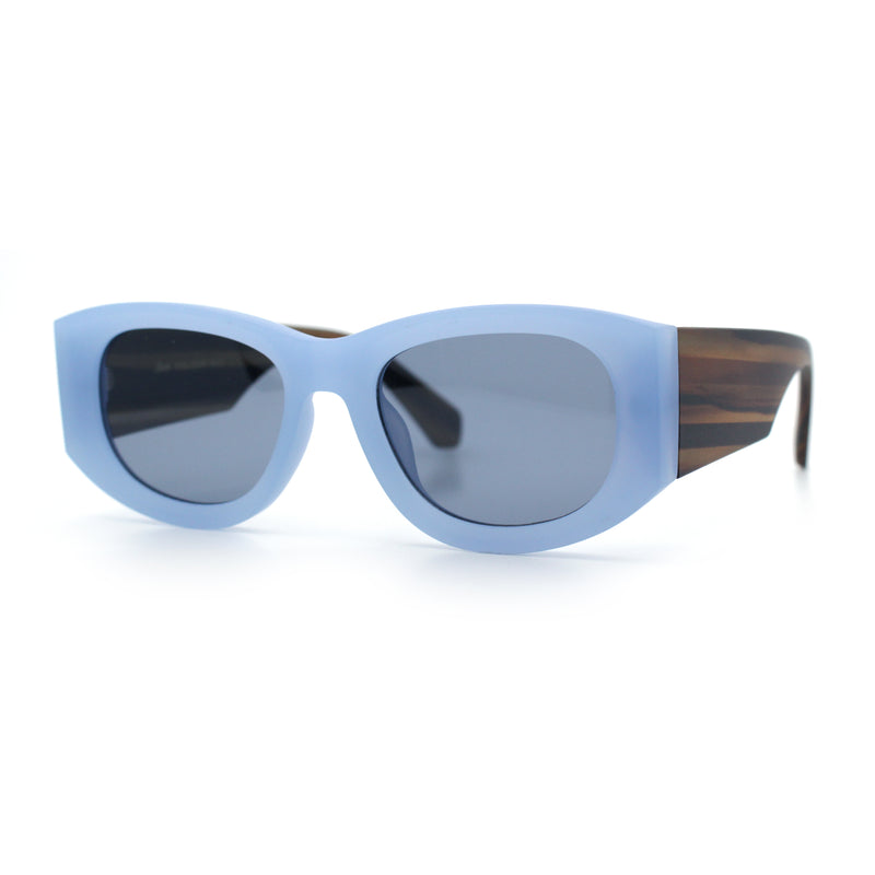 Womens Squared Rectangle Frost Matte Thick Temple Plastic Mod Sunglasses