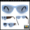 Womens Squared Rectangle Frost Matte Thick Temple Plastic Mod Sunglasses