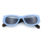 Womens Squared Rectangle Frost Matte Thick Temple Plastic Mod Sunglasses