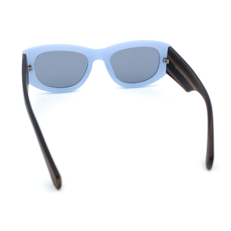Womens Squared Rectangle Frost Matte Thick Temple Plastic Mod Sunglasses