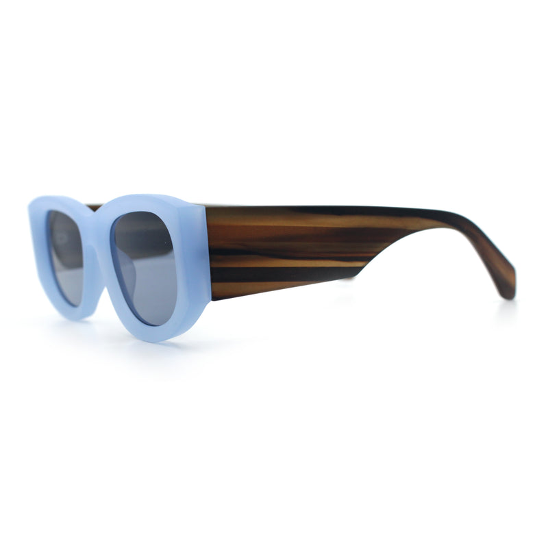 Womens Squared Rectangle Frost Matte Thick Temple Plastic Mod Sunglasses