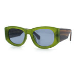 Womens Squared Rectangle Frost Matte Thick Temple Plastic Mod Sunglasses