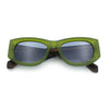 Womens Squared Rectangle Frost Matte Thick Temple Plastic Mod Sunglasses