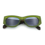 Womens Squared Rectangle Frost Matte Thick Temple Plastic Mod Sunglasses