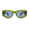 Womens Squared Rectangle Frost Matte Thick Temple Plastic Mod Sunglasses