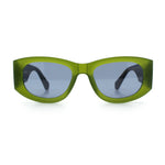 Womens Squared Rectangle Frost Matte Thick Temple Plastic Mod Sunglasses