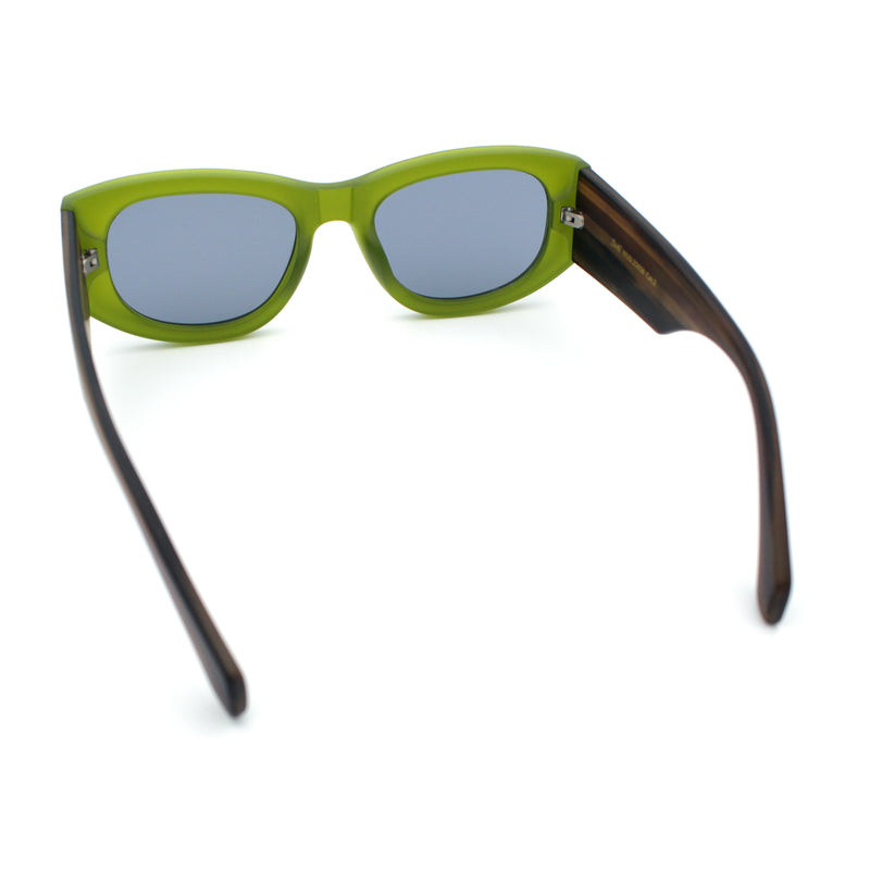 Womens Squared Rectangle Frost Matte Thick Temple Plastic Mod Sunglasses