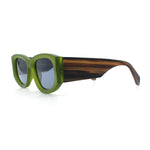 Womens Squared Rectangle Frost Matte Thick Temple Plastic Mod Sunglasses