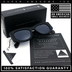 Womens Squared Rectangle Frost Matte Thick Temple Plastic Mod Sunglasses