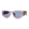 Womens Squared Rectangle Frost Matte Thick Temple Plastic Mod Sunglasses