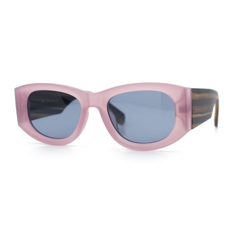 Womens Squared Rectangle Frost Matte Thick Temple Plastic Mod Sunglasses
