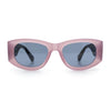 Womens Squared Rectangle Frost Matte Thick Temple Plastic Mod Sunglasses
