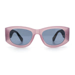Womens Squared Rectangle Frost Matte Thick Temple Plastic Mod Sunglasses