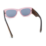 Womens Squared Rectangle Frost Matte Thick Temple Plastic Mod Sunglasses