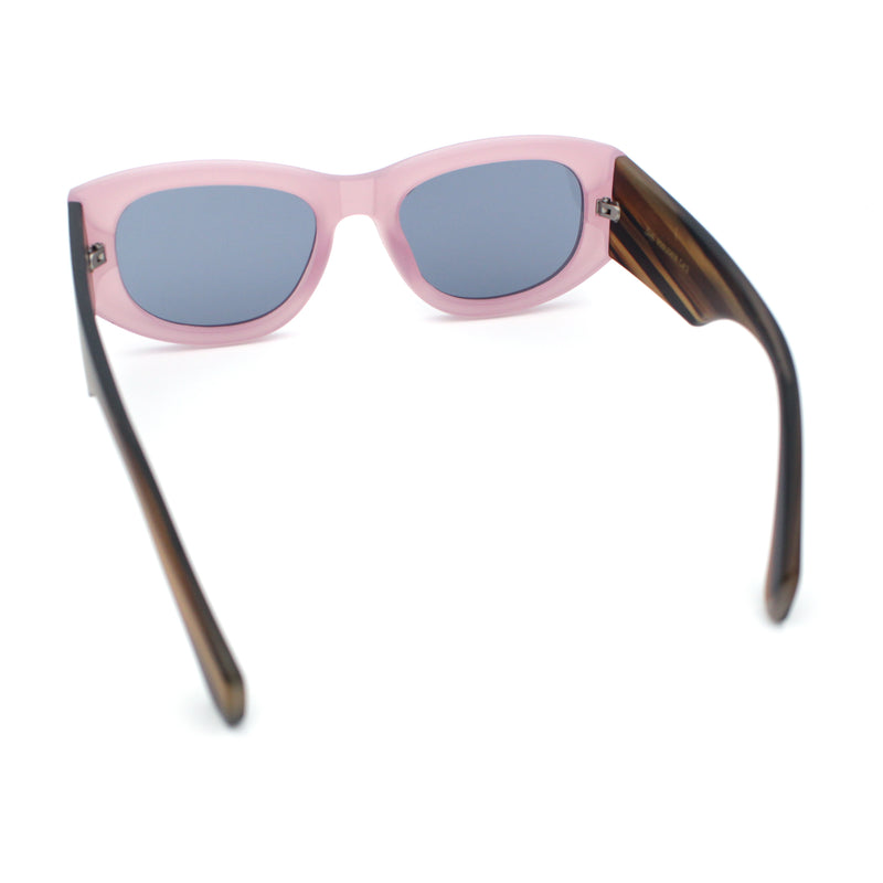 Womens Squared Rectangle Frost Matte Thick Temple Plastic Mod Sunglasses
