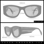 Womens Squared Rectangle Frost Matte Thick Temple Plastic Mod Sunglasses