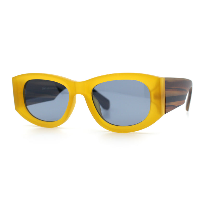 Womens Squared Rectangle Frost Matte Thick Temple Plastic Mod Sunglasses