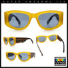 Womens Squared Rectangle Frost Matte Thick Temple Plastic Mod Sunglasses