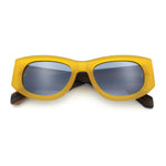 Womens Squared Rectangle Frost Matte Thick Temple Plastic Mod Sunglasses