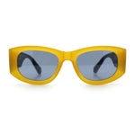 Womens Squared Rectangle Frost Matte Thick Temple Plastic Mod Sunglasses