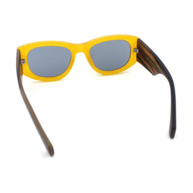 Womens Squared Rectangle Frost Matte Thick Temple Plastic Mod Sunglasses