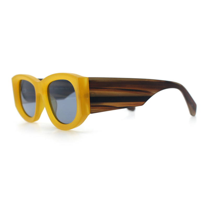 Womens Squared Rectangle Frost Matte Thick Temple Plastic Mod Sunglasses