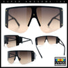 Womens Oversized Shield Curved Wrap Flat Top Half Rim Plastic Sunglasses