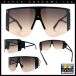 Womens Oversized Shield Curved Wrap Flat Top Half Rim Plastic Sunglasses