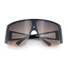 Womens Oversized Shield Curved Wrap Flat Top Half Rim Plastic Sunglasses