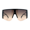 Womens Oversized Shield Curved Wrap Flat Top Half Rim Plastic Sunglasses