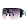 Womens Oversized Shield Curved Wrap Flat Top Half Rim Plastic Sunglasses