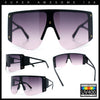 Womens Oversized Shield Curved Wrap Flat Top Half Rim Plastic Sunglasses