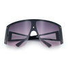 Womens Oversized Shield Curved Wrap Flat Top Half Rim Plastic Sunglasses