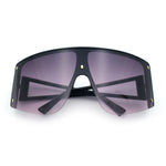 Womens Oversized Shield Curved Wrap Flat Top Half Rim Plastic Sunglasses