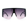 Womens Oversized Shield Curved Wrap Flat Top Half Rim Plastic Sunglasses