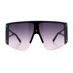 Womens Oversized Shield Curved Wrap Flat Top Half Rim Plastic Sunglasses