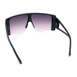 Womens Oversized Shield Curved Wrap Flat Top Half Rim Plastic Sunglasses