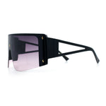 Womens Oversized Shield Curved Wrap Flat Top Half Rim Plastic Sunglasses