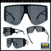 Womens Oversized Shield Curved Wrap Flat Top Half Rim Plastic Sunglasses