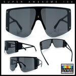 Womens Oversized Shield Curved Wrap Flat Top Half Rim Plastic Sunglasses