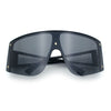 Womens Oversized Shield Curved Wrap Flat Top Half Rim Plastic Sunglasses