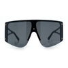 Womens Oversized Shield Curved Wrap Flat Top Half Rim Plastic Sunglasses