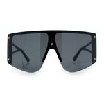 Womens Oversized Shield Curved Wrap Flat Top Half Rim Plastic Sunglasses